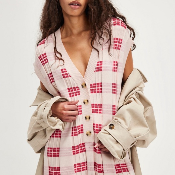 SOLD OUT// FP Movement by Free People Pink and Red Plaid Jumpsuit - Picture 2 of 3